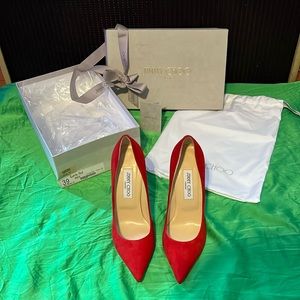 Brand new Jimmy Choo suede red Anouk heels